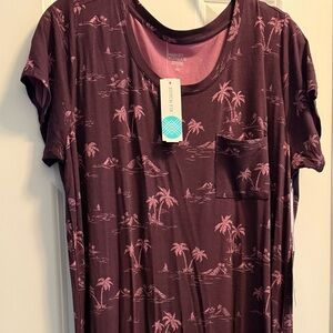 Market & Spruce Palm Print Dress in Purple and Pink StitchFix